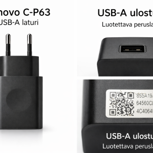 Lenovo C-P63 USB-laturi – alkuperäinen 7,5W seinälaturi (USB-A) - Käytetty